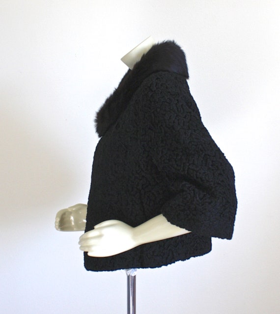 1950s Faux Black Persian Lamb Dress Jacket . Vint… - image 7