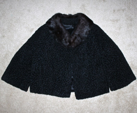 1950s Faux Black Persian Lamb Dress Jacket . Vint… - image 3