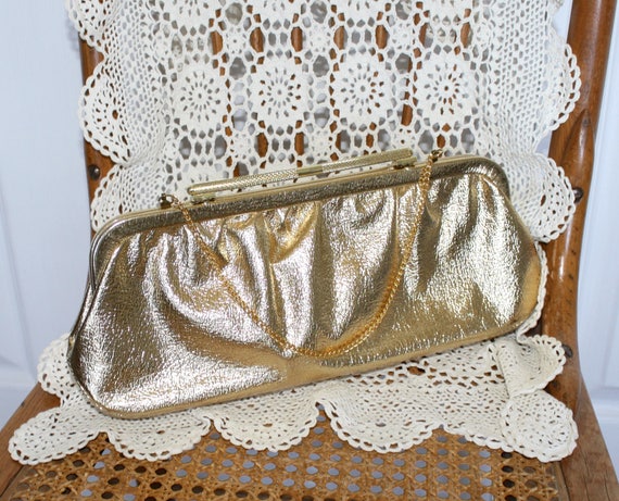 1960s Metallic Gold Party Purse . Vintage Retro 6… - image 6