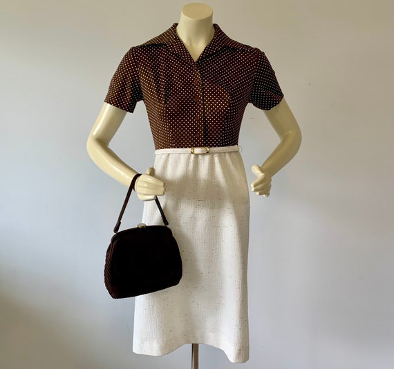 1950s Brown Rayon & Lucite Bag . Vintage 50s Desi… - image 4