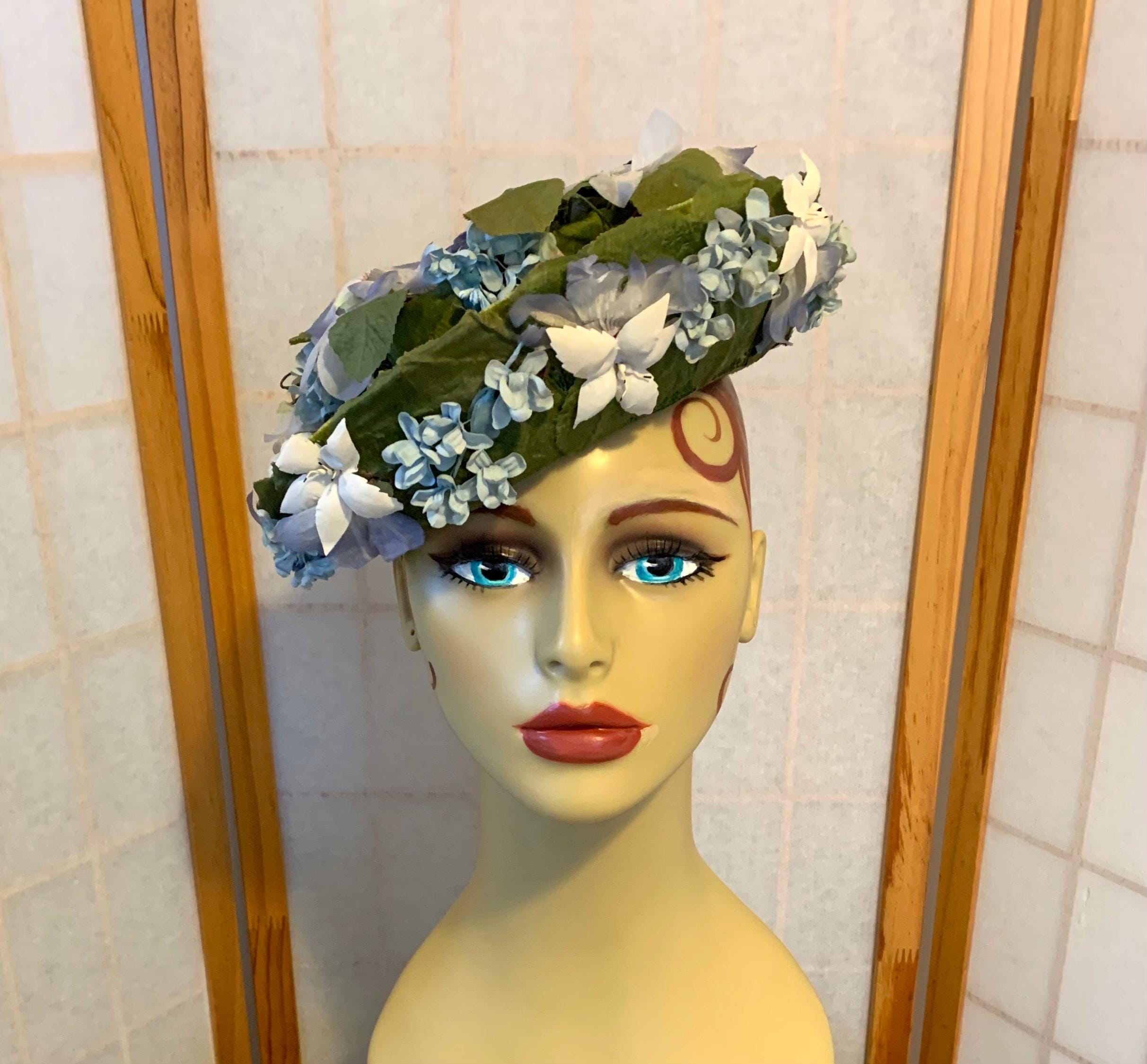 Rare Vintage 1950’s Valerie Modes Garden Party Caged Floral Pill Box Hat Vintage Pillbox Veil Hat, 1950s-60s Hat, Vintage Hat  main image 2