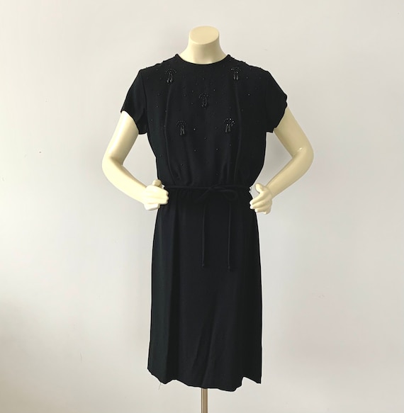 1950s Black Formal Beaded Dress . Vintage 50s R &… - image 2