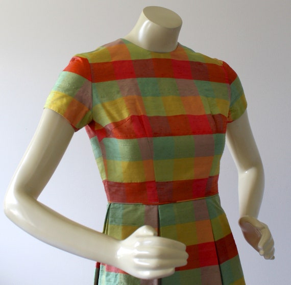 1960s SHANTUNG SILK Mini Dress . Vintage 60s MOD … - image 7