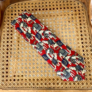 RENE CHAGAL Hand Made SILK Men's Neck Tie . Dressed Elephants Design . Vintage Y2K Formal Dress Tie image 7