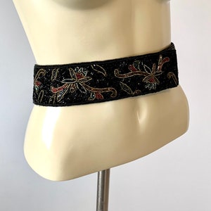 Vintage La Regale Waist Belt Silver Beading Geometric Glam Art Deco 80s Size L La regale beaded belt - Gem main image 3