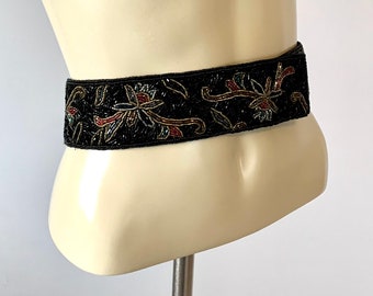 80s La Regale Black Beaded Belt Gold Beads Medium - Etsy display picture 3