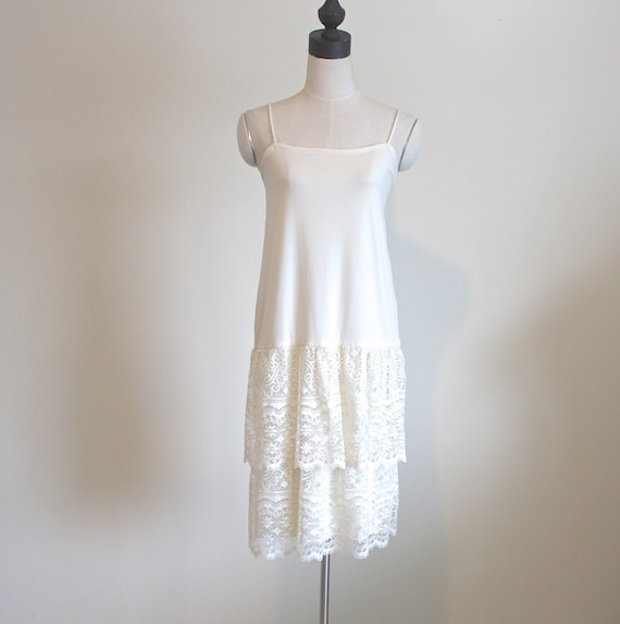 ruffle hem lace dress White Lace Slip Dress main image 0