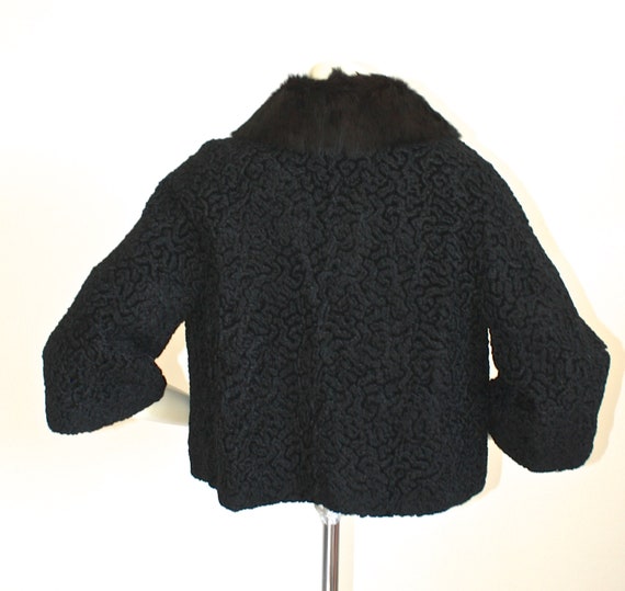 1950s Faux Black Persian Lamb Dress Jacket . Vint… - image 8