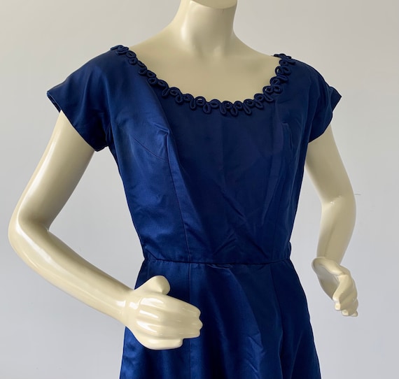 1940s Blue Satin Formal Evening Dress . Vintage 4… - image 1