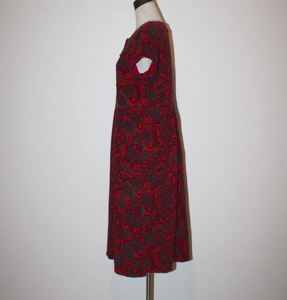 Vintage boho Hippie Red Cotton Paisley Casual Mid… - image 6