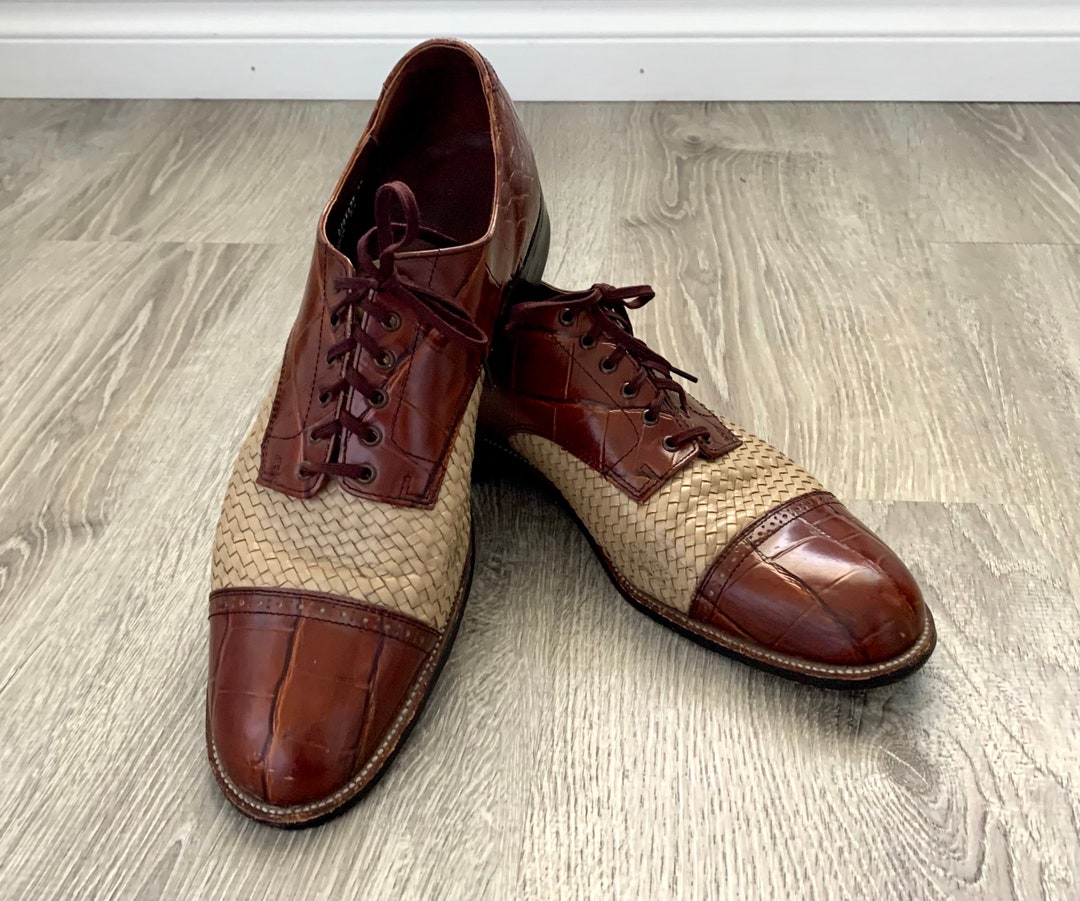 1960s STACY ADAMS Leather Lace up Oxford Mens Shoes . Vintage 60s 70s ...