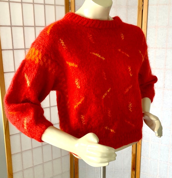 Vintage MOHAIR Wool LONDON CONNECTION Orange with 