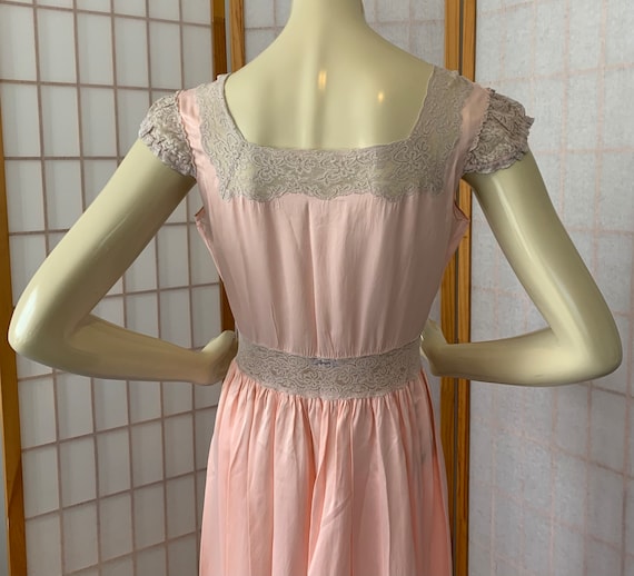 1940s Peach Pink Liquid Satin Rayon Lingerie Nigh… - image 7