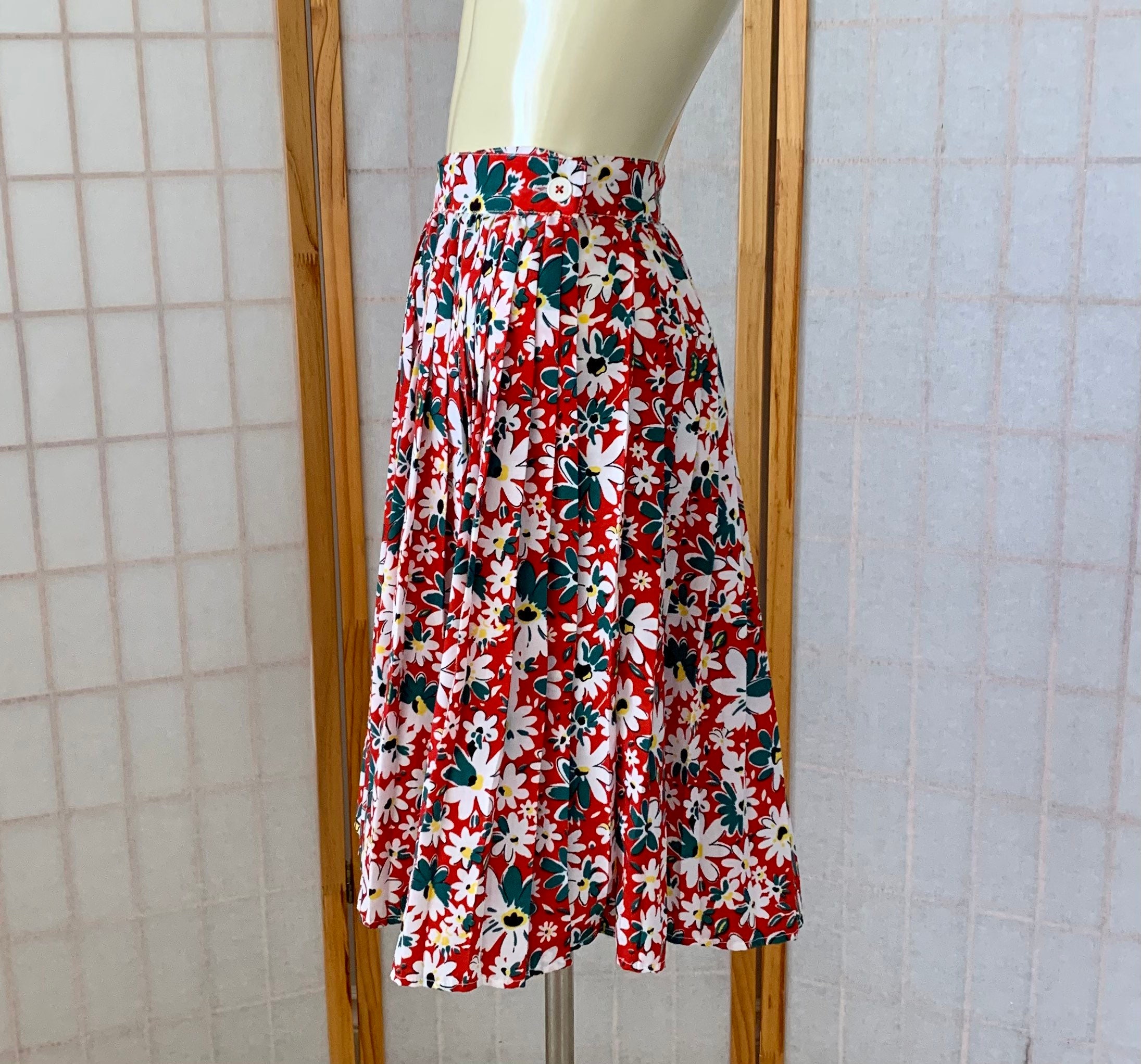 Jupe Vintage Mondi Allemagne - Taille S14 UK - Bleu - Longueur Genou - Occasion Très Bon état