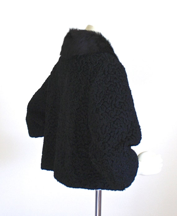 1950s Faux Black Persian Lamb Dress Jacket . Vint… - image 9