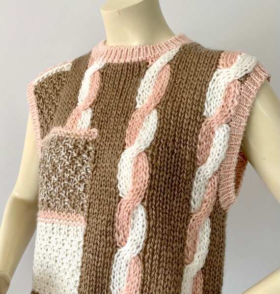 1980s Hand Knit Sweater Vest . Vintage 80s Acryli… - image 4