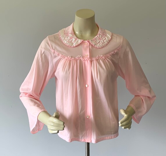 1960s Pink Bed Jacket.  Vintage Retro 60s Lingeri… - image 4
