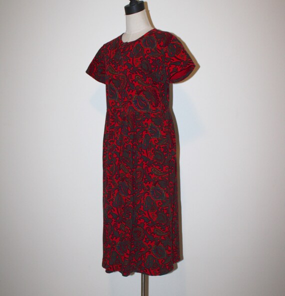 Vintage boho Hippie Red Cotton Paisley Casual Mid… - image 5