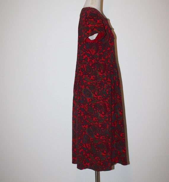 Vintage boho Hippie Red Cotton Paisley Casual Mid… - image 8