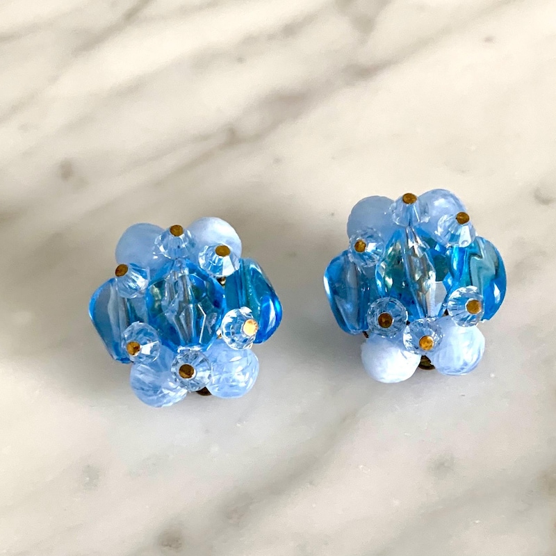 Vintage 1950s Amber Glass Clip Earrings