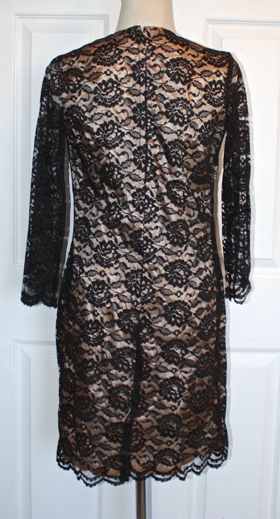 1950s Nude Allusion Black Chantilly Lace Party Dr… - image 10