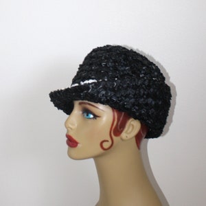 1950s Black Pillbox Hat . Vintage 50s 60s Black Woven Raffia Straw Bucket Hat by Betmar . Ivory Bow & Trim . Derby Pillbox Hat image 3