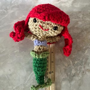 Crochet Doll Mermaid Handmade Ariel Amigurumi Disney, Gift For Little Girl 7”