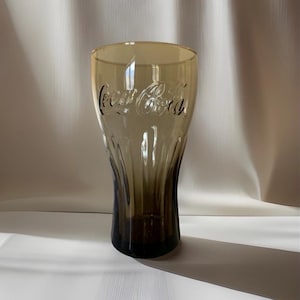 Vintage Libbey Embossed Coca-Cola Glass Amber Brown Glass 16oz Tumbler