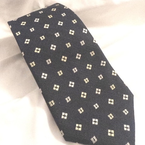 Men&#39;s Tie Lavorazione Sartoriale Silk Tie 3.75”W 59”L Blue Silk Geometric Blue, Silver, Gold Gift For Him Men&#39;s Clothing