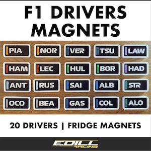 Formula 1 Magnets - F1 Gift - Driver Leaderboard 2025 Magnets, Formula 1 Gift - All 20 Formula 1 Drivers from the 2025 grid