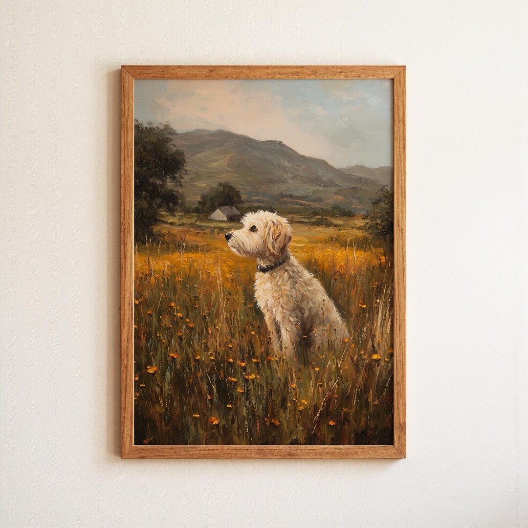 Cockapoo in California Flower Field Dog American Serenity Oil Painting ...