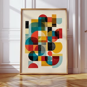 Abstract Collage Bauhaus Print, Abstract Poster, Retro Japanese Poster, Minimalist Print, Pop Art Print, Bedroom Wall Print, Wall Art