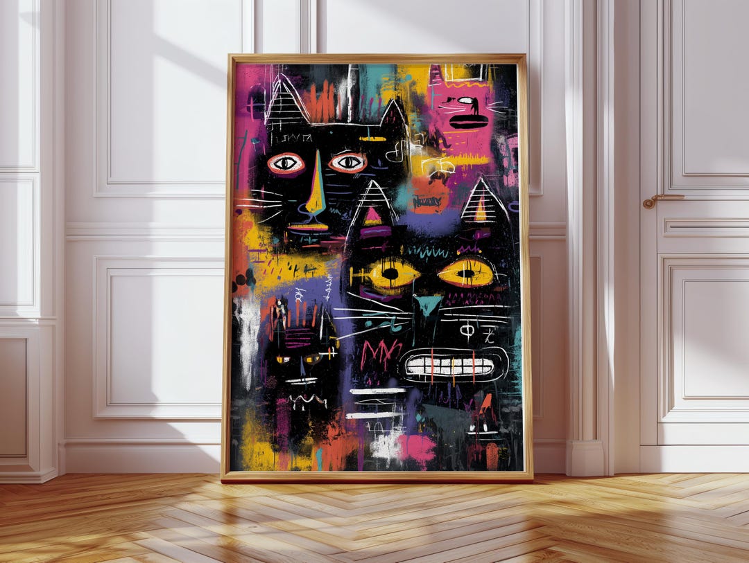 Neo Expressionism Cat Abstract Print, Bauhaus Poster, Retro Poster ...