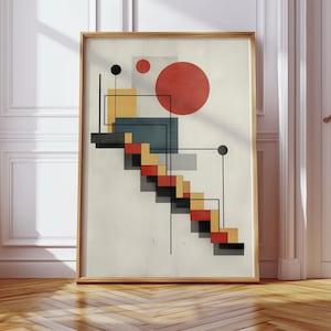 Stairs Collage Bauhaus Print, Abstract Poster, Retro Japanese Poster, Minimalist Print, Pop Art Print, Bedroom Wall Print, Wall Art