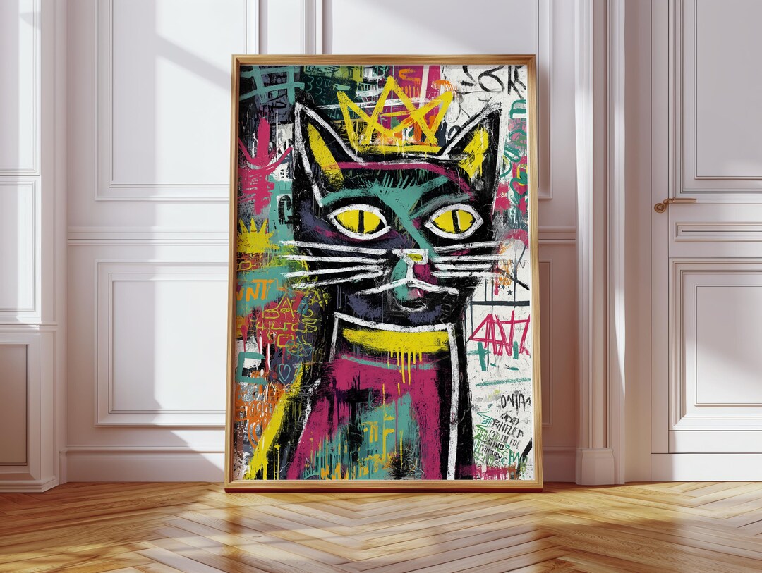 Neo Expressionism Cat Portrait Abstract Print, Bauhaus Poster ...