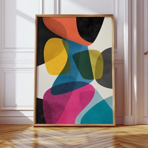 Abstract Collage Bauhaus Print, Abstract Poster, Retro Japanese Poster, Minimalist Print, Pop Art Print, Bedroom Wall Print, Wall Art