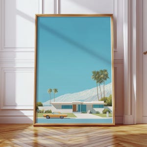 Palm Springs Sun Pool Hiroshi Nagai Inspired Print, Retro Japanese Poster, Minimalist Print, Pop Art Print, Bedroom Wall Print, Wall Art