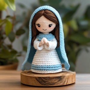 Virgen María Amigurumi Crochet, Muñeca Virgen de Guadalupe, Patrón Ángel Crochet, Patrón Decoración Religiosa Crochet, Decoración Navideña