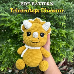 Triceratops Dinosaur Crochet Pattern PDF, Animal Crochet, Triceratops Dinosaur Amigurumi Pattern, Easy Dinosaur Pattern for Beginners