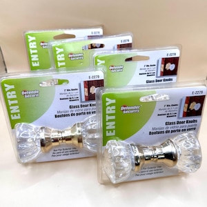 Set of 5 Glass Door Knobs, Defender Security E-2279, Fluted Brass Interior Knobs