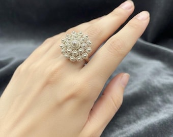 Anillo vintage de plata de ley con diseño de flor en forma de flor