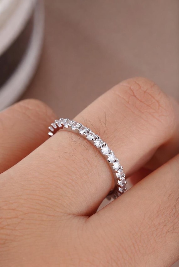 Women's 925 Solid Sterling Silver CZ Anniversary Wedding Eternity Ring Band