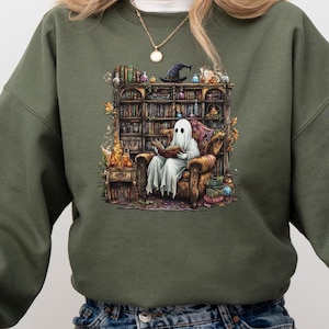 Retro Geist Lesebücher Sweatshirt, Bibliothekar Geist Halloween, Halloween Lehrer Sweatshirt, Halloween Shirt, Lehrer Geschenk, Boo Schule