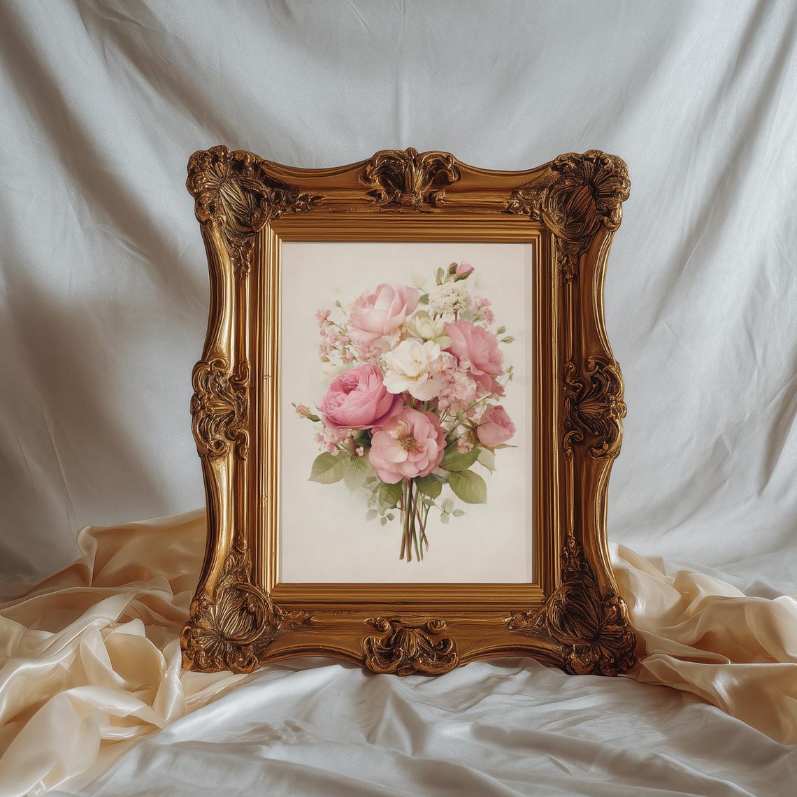 Vintage Rose Floral Print, Antique Rose Printable Wall Art, Pink Flower ...