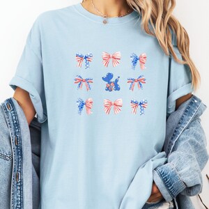 Comfort Colors® 4th Of July Bow Shirt, Patriotic Bows T-Shirt, American Flag Bow Tee, Stars and Stripes USA Shirt, Cute Independence Day Tee