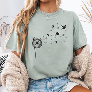 Birds T-Shirt, Birds And Dandelion Shirt, Bird Shirt, Gift For Her, Bird Lover Shirt, Gift For Bird Lover, Nature Lover Shirt, Nature Shirt