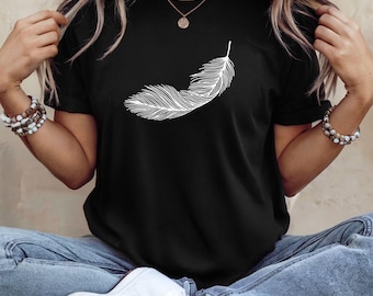 Minimalist Feather T-Shirt, Unisex Bird Shirt