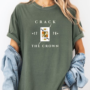 Comfort Colors® Crack The Crown anti-koning speelkaartshirt, Rejecting Kings Since 1776-shirt, feministisch liberaal-Amerikaans protest-T-shirt