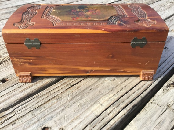 Cedar Chest Jewelry Box / Wood Jewelry Box / Vint… - image 3