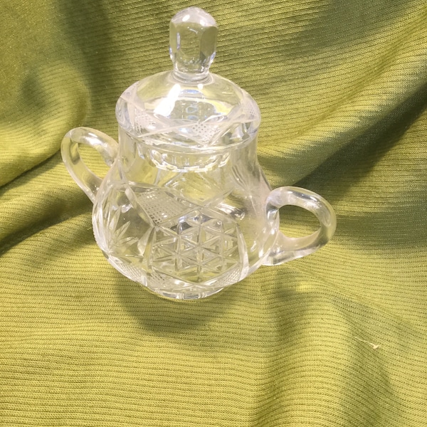 Vintage Lead Crystal Cut Glass Sugar Bowl / Vintage Glass Sugar Bowl / Lead Crystal Sugar Bowl / Glass Sugar Bowl / Sugar Bowl